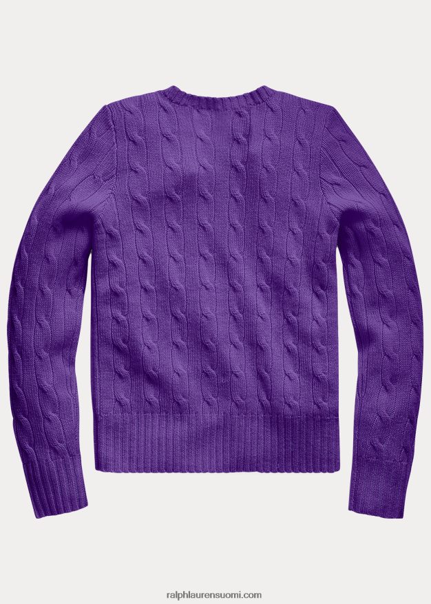 Ralph Lauren lapset kaapelineulottu kashmir villapaita 0Z24ZR7202 kuninkaallinen lila
