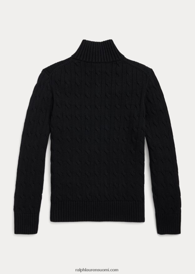 Ralph Lauren lapset kaapelineulottu puuvillainen neljännesvetoketjupusero 0Z24ZR6650 musta