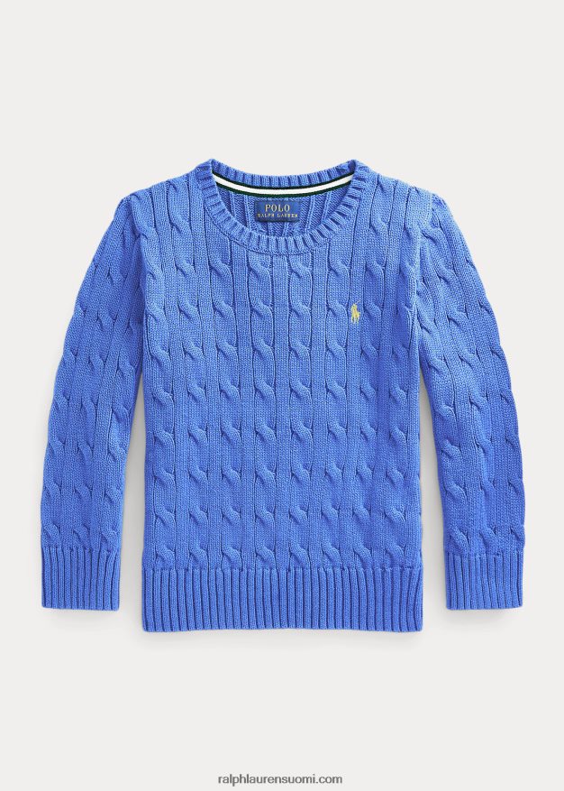 Ralph Lauren lapset kaapelineulottu puuvillapusero 0Z24ZR6420 satamasaaren sininen