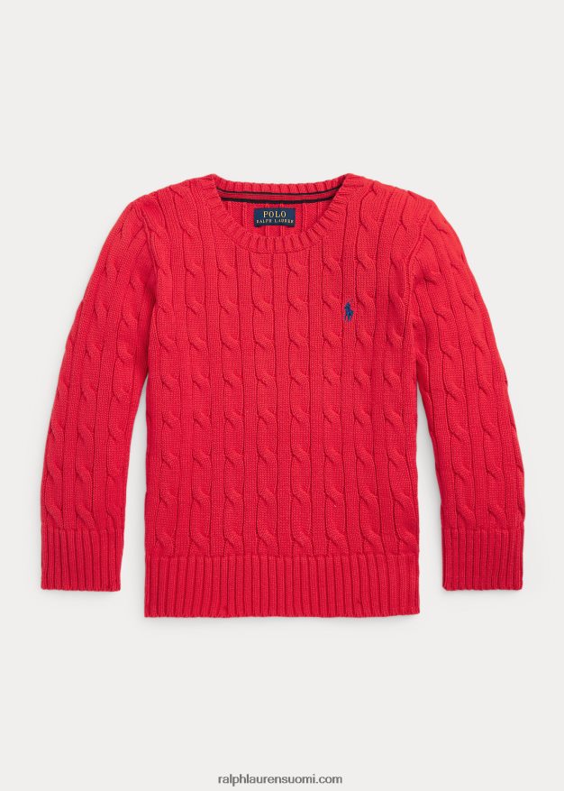 Ralph Lauren lapset kaapelineulottu puuvillapusero 0Z24ZR6421 tyyrpuurin punainen