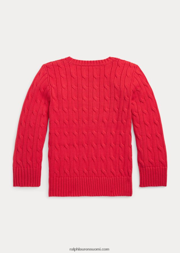 Ralph Lauren lapset kaapelineulottu puuvillapusero 0Z24ZR6421 tyyrpuurin punainen