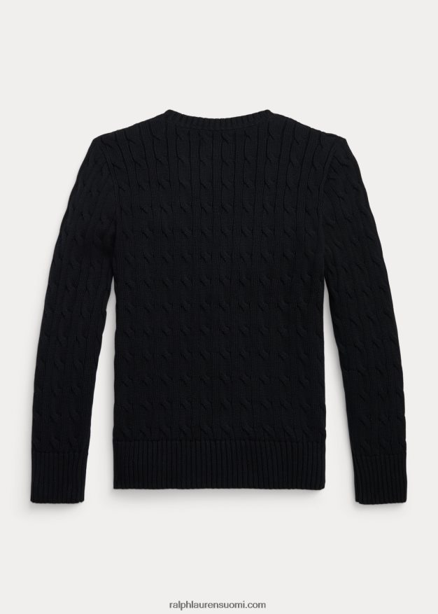 Ralph Lauren lapset kaapelineulottu puuvillapusero 0Z24ZR6547 musta