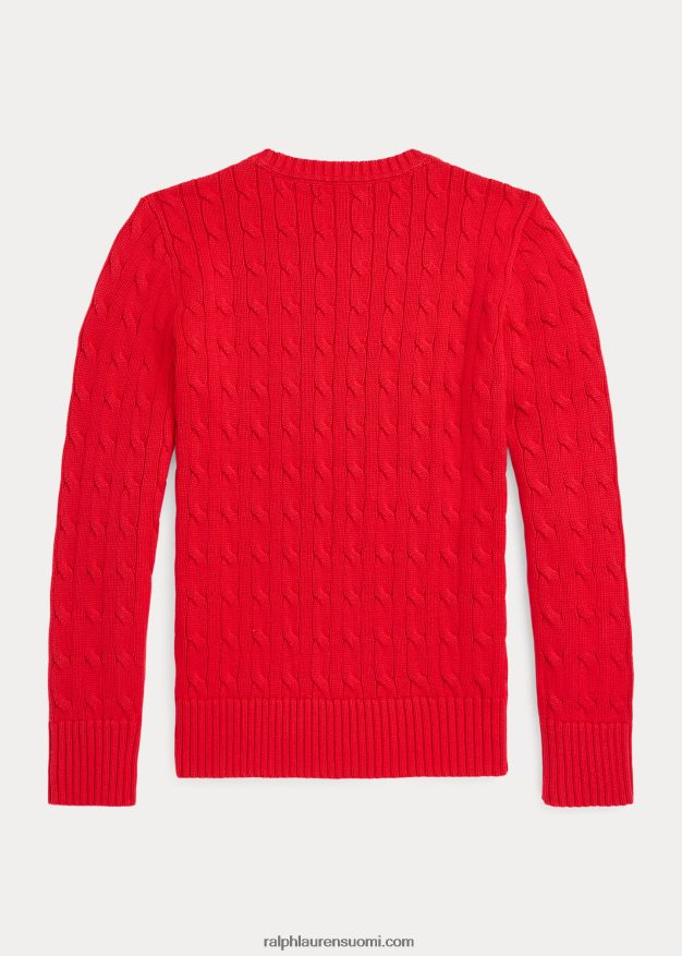 Ralph Lauren lapset kaapelineulottu puuvillapusero 0Z24ZR6548 Rl 2000 punainen