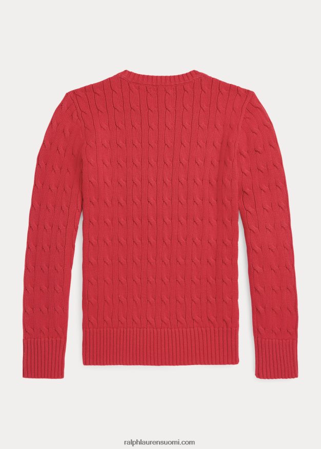 Ralph Lauren lapset kaapelineulottu puuvillapusero 0Z24ZR6549 tyyrpuurin punainen