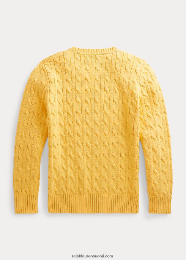 Ralph Lauren lapset kaapelineulottu puuvillapusero 0Z24ZR6550 maissin keltainen