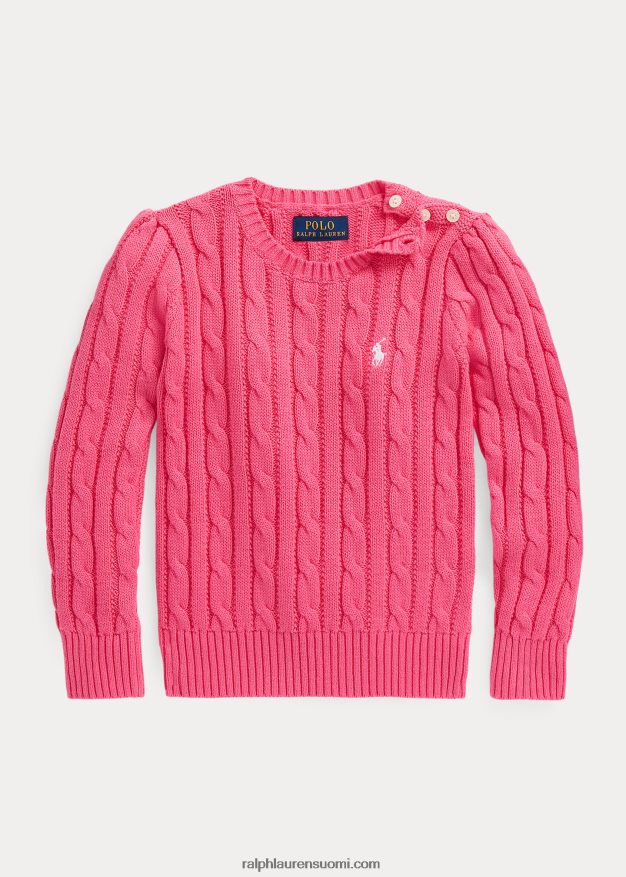 Ralph Lauren lapset kaapelineulottu puuvillapusero 0Z24ZR7389 aavikon pinkki