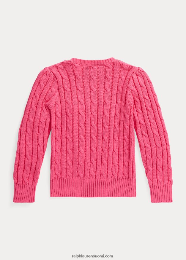 Ralph Lauren lapset kaapelineulottu puuvillapusero 0Z24ZR7389 aavikon pinkki