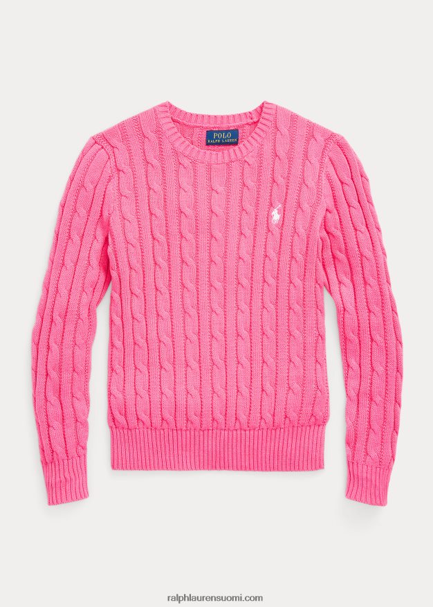 Ralph Lauren lapset kaapelineulottu puuvillapusero 0Z24ZR7543 aavikon pinkki