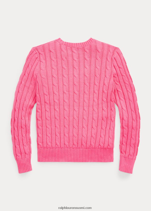 Ralph Lauren lapset kaapelineulottu puuvillapusero 0Z24ZR7543 aavikon pinkki