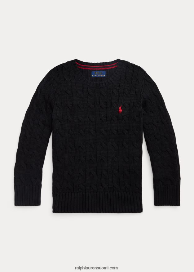 Ralph Lauren lapset kaapelineulottu puuvillapusero 0Z24ZR9898 musta