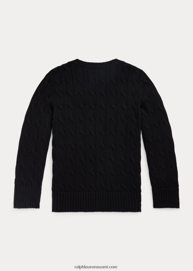 Ralph Lauren lapset kaapelineulottu puuvillapusero 0Z24ZR9898 musta
