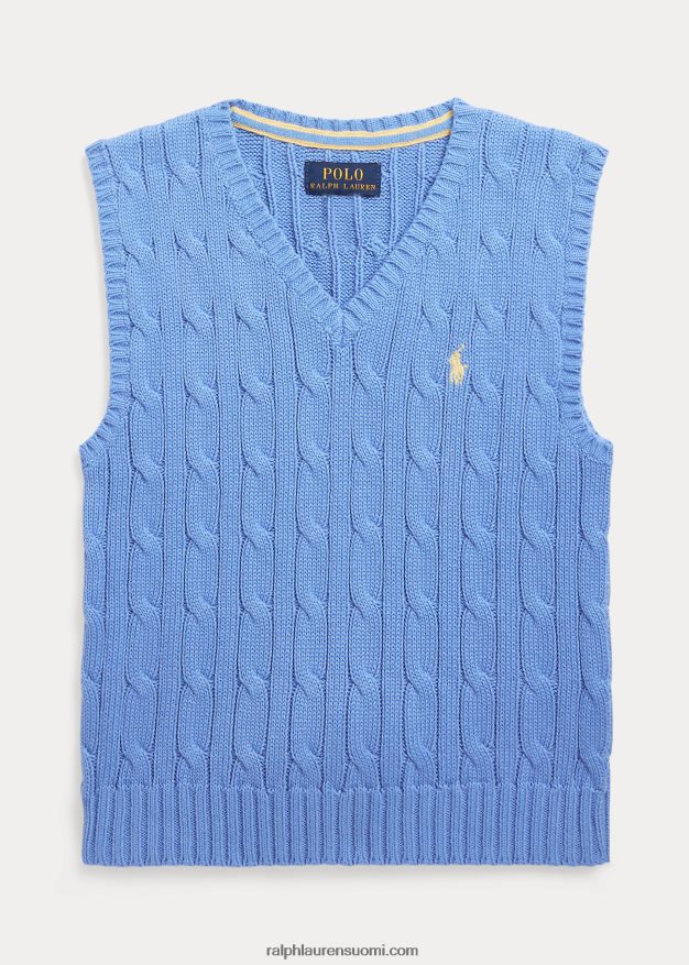 Ralph Lauren lapset kaapelineulottu puuvillapusero liivi 0Z24ZR6427 satamasaaren sininen