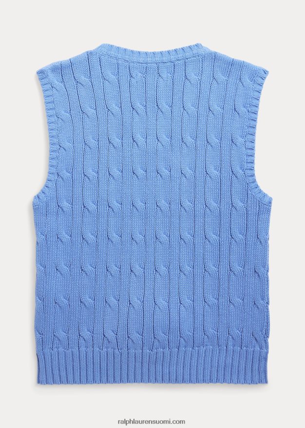 Ralph Lauren lapset kaapelineulottu puuvillapusero liivi 0Z24ZR6427 satamasaaren sininen