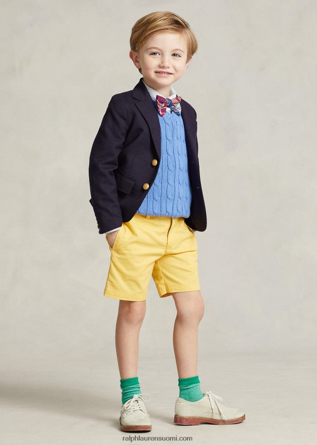 Ralph Lauren lapset kaapelineulottu puuvillapusero liivi 0Z24ZR6427 satamasaaren sininen