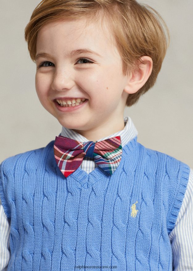 Ralph Lauren lapset kaapelineulottu puuvillapusero liivi 0Z24ZR6427 satamasaaren sininen