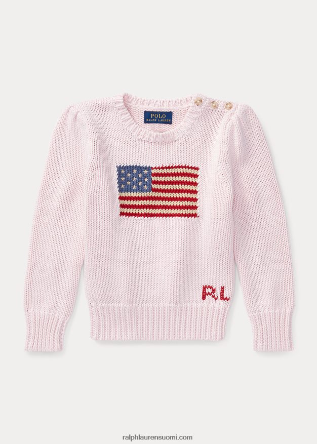 Ralph Lauren lapset lippupuuvillainen crewneck neule 0Z24ZR6795 akaasia pinkki