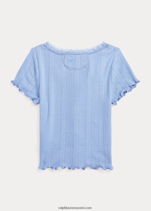 Ralph Lauren lapset pointelle-neulottu puuvillaneuletakki 0Z24ZR6836 kanava sininen
