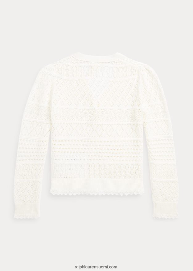 Ralph Lauren lapset pointelle-neulottu puuvillaneuletakki 0Z24ZR6851 nevis