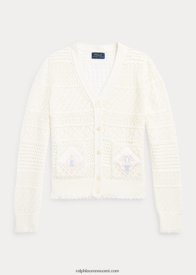 Ralph Lauren lapset pointelle-neulottu puuvillaneuletakki 0Z24ZR7062 nevis