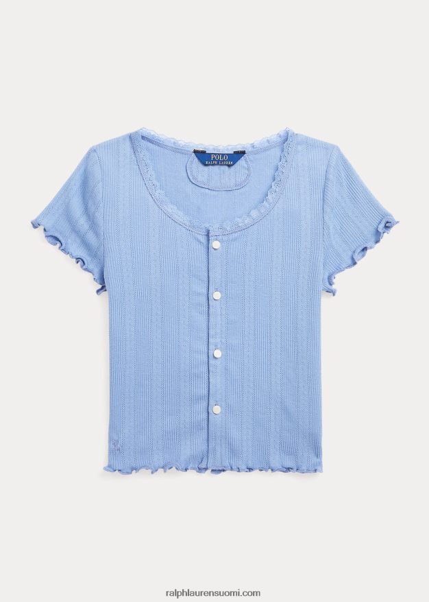 Ralph Lauren lapset pointelle-neulottu puuvillaneuletakki 0Z24ZR7075 kanava sininen