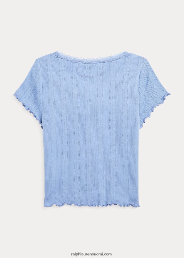 Ralph Lauren lapset pointelle-neulottu puuvillaneuletakki 0Z24ZR7075 kanava sininen