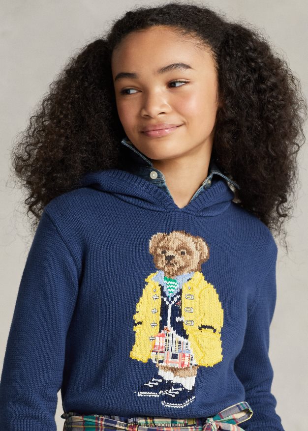 Ralph Lauren lapset polo bear hupullinen puuvillapusero 0Z24ZR7494 maalaismainen sininen