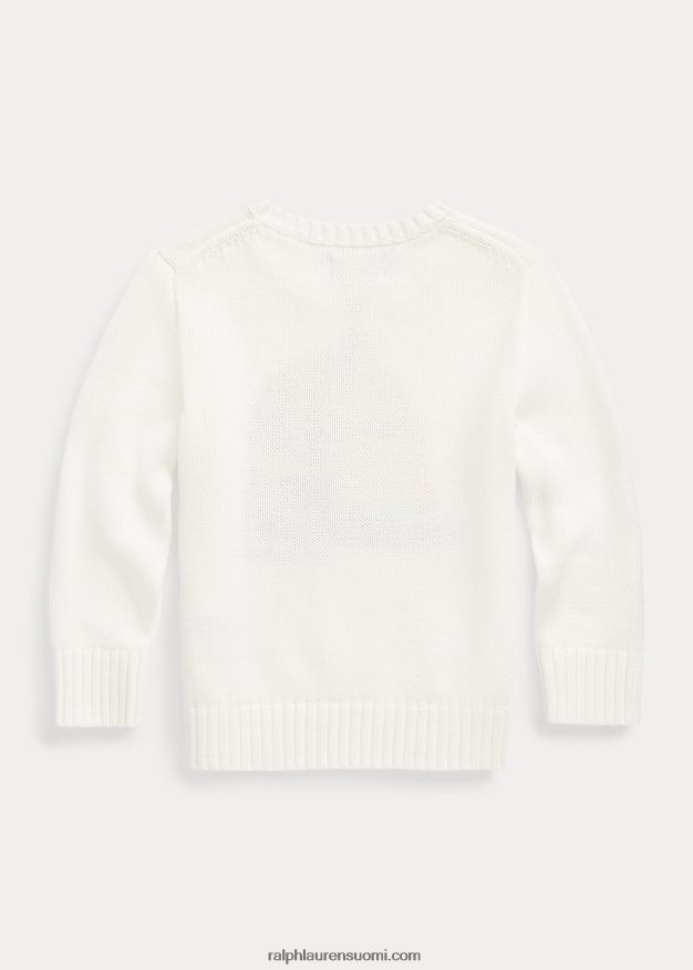 Ralph Lauren lapset purjevene puuvillapusero 0Z24ZR5666 kannenpesuaine valkoinen