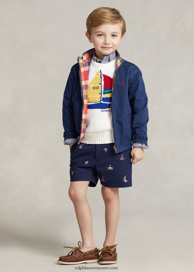 Ralph Lauren lapset purjevene puuvillapusero 0Z24ZR5666 kannenpesuaine valkoinen