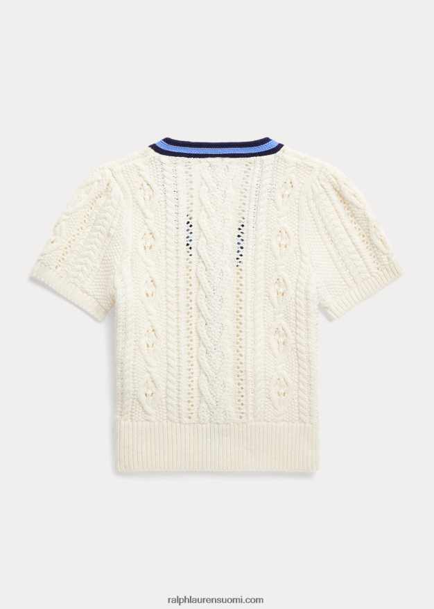 Ralph Lauren lapset puuvillainen lyhythihainen krikettitakki 0Z24ZR7384 kerma multi