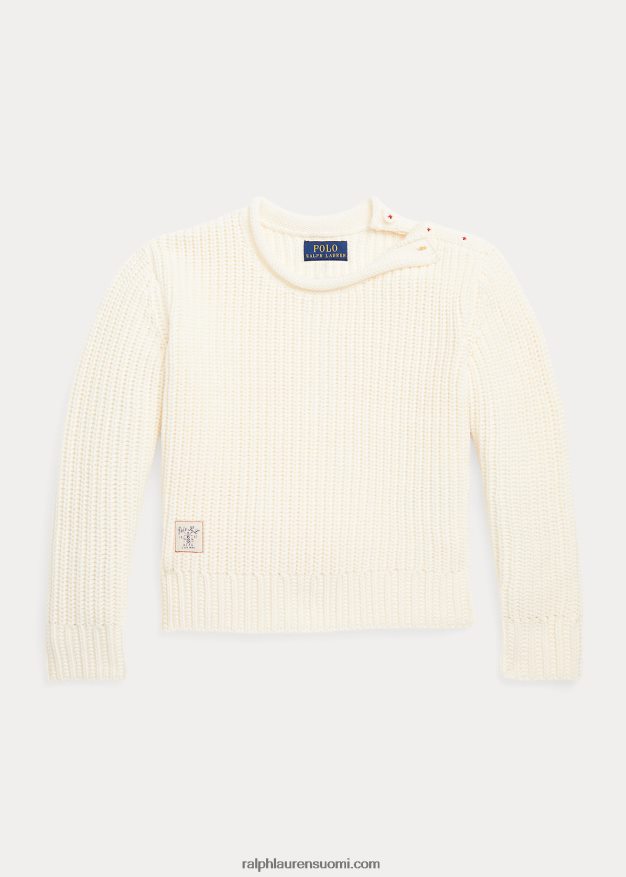 Ralph Lauren lapset puuvillainen rullakaula-neulepusero 0Z24ZR7454 klubitalo kerma