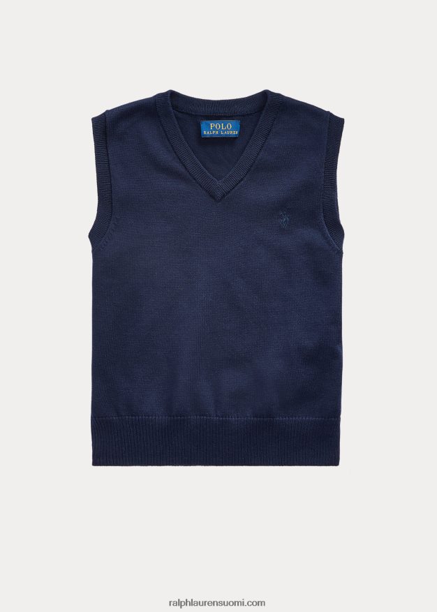 Ralph Lauren lapset puuvillainen v-aukkoinen villapaita 0Z24ZR5918 rl laivasto