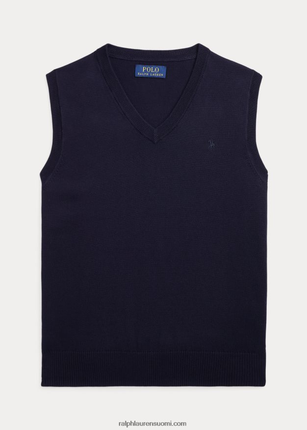 Ralph Lauren lapset puuvillainen v-aukkoinen villapaita 0Z24ZR6239 rl laivasto