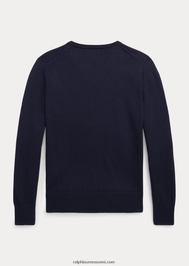 Ralph Lauren lapset puuvillainen v-kaula-aukkoinen pusero 0Z24ZR6242 rl laivasto