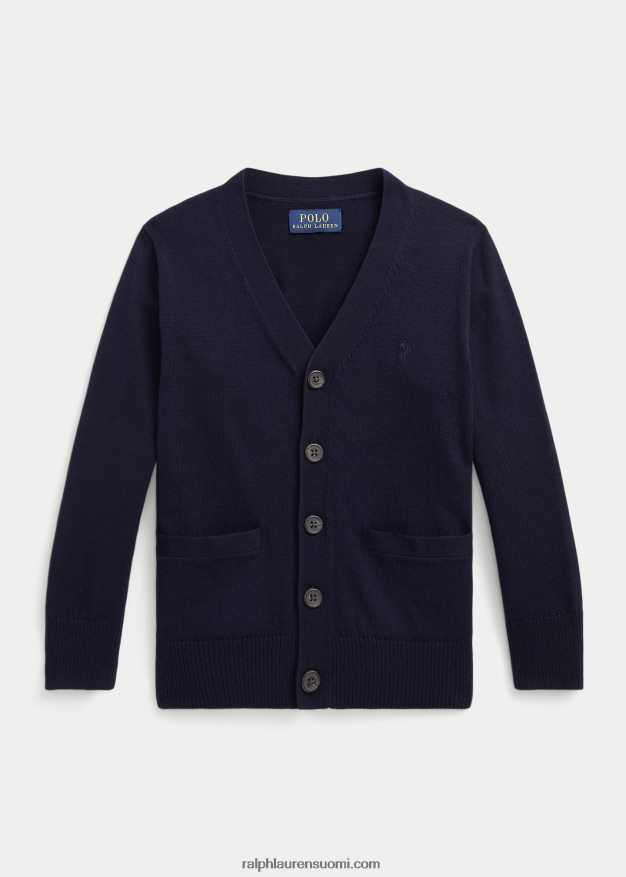 Ralph Lauren lapset puuvillainen v-pääntie neuletakki 0Z24ZR5864 rl laivasto