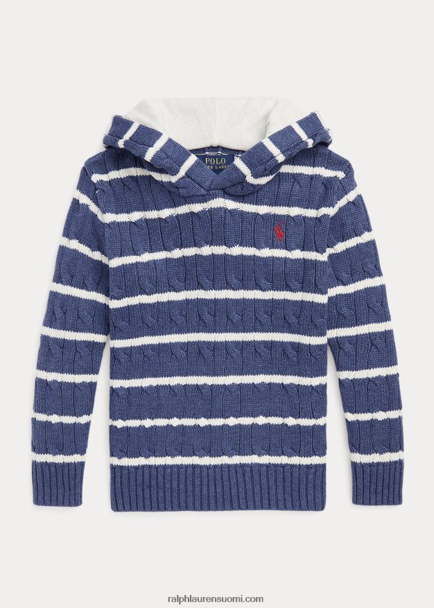 Ralph Lauren lapset raidallinen puuvillahupullinen pusero 0Z24ZR9911 estate kerma/rustiikki laivasto