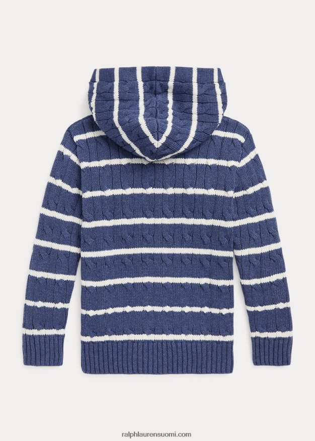 Ralph Lauren lapset raidallinen puuvillahupullinen pusero 0Z24ZR9911 estate kerma/rustiikki laivasto