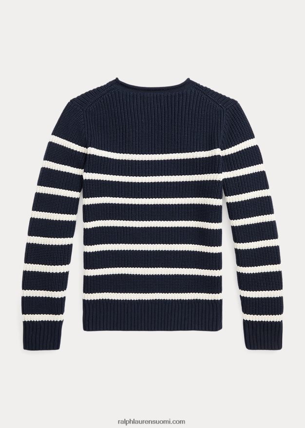 Ralph Lauren lapset raidallinen puuvillainen rollneck-neule 0Z24ZR6679 rl navy w/state cream