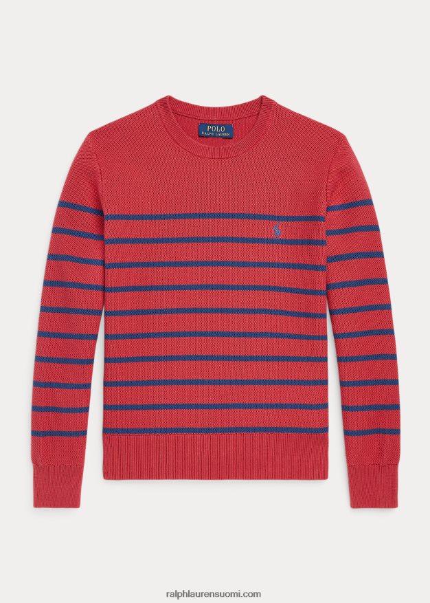 Ralph Lauren lapset raidallinen verkkoneulottu puuvillapusero 0Z24ZR9934 Chili