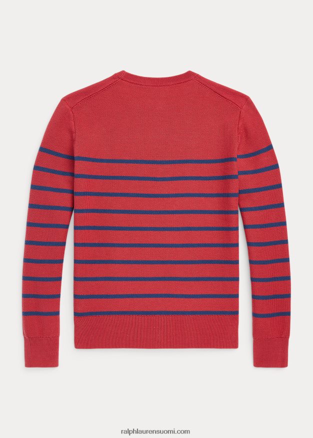 Ralph Lauren lapset raidallinen verkkoneulottu puuvillapusero 0Z24ZR9934 Chili