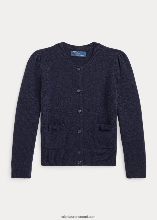 Ralph Lauren lapset rusetilla koristeltu kashmirneuletakki 0Z24ZR6891 hienostunut laivasto