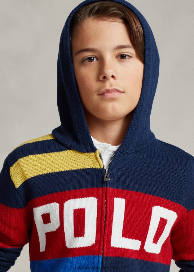 Ralph Lauren lapset täysvetoketjullinen värillinen puuvillapusero 0Z24ZR6557 hienostunut navy multi