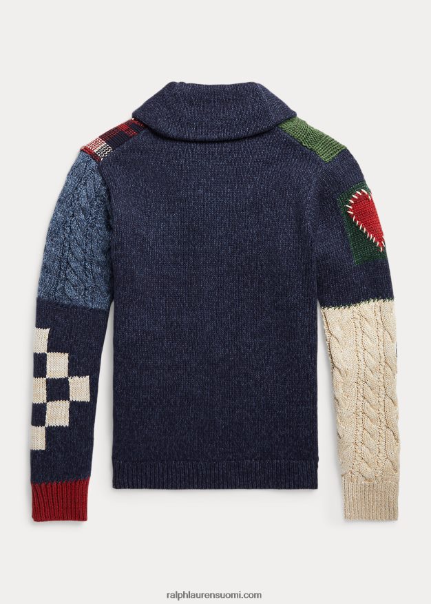 Ralph Lauren lapset tilkkupuuvillasekoitettu huivineuletakki 0Z24ZR6590 rusketus moni