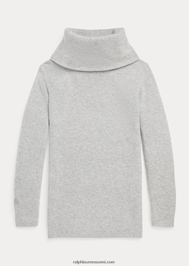 Ralph Lauren lapset vohveli neulottu poolokaulus tunikapusero 0Z24ZR7623 kevään harmaa kanerva