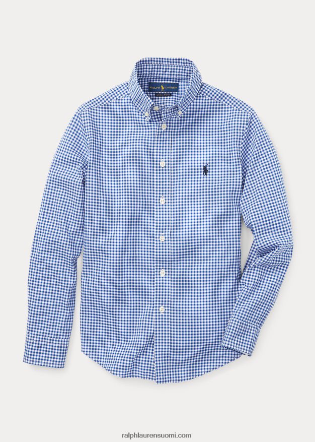 Ralph Lauren lapset gingham-puuvillapopliinipaita 0Z24ZR6305 sininen multi