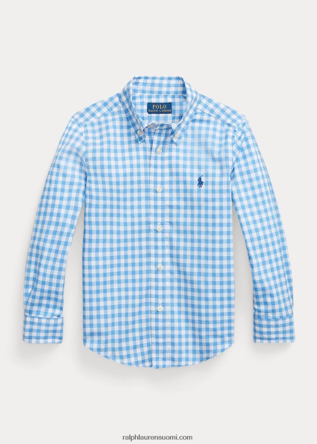 Ralph Lauren lapset gingham-puuvillapopliinipaita 0Z24ZR6424 sinivalkoinen