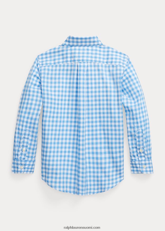 Ralph Lauren lapset gingham-puuvillapopliinipaita 0Z24ZR6424 sinivalkoinen