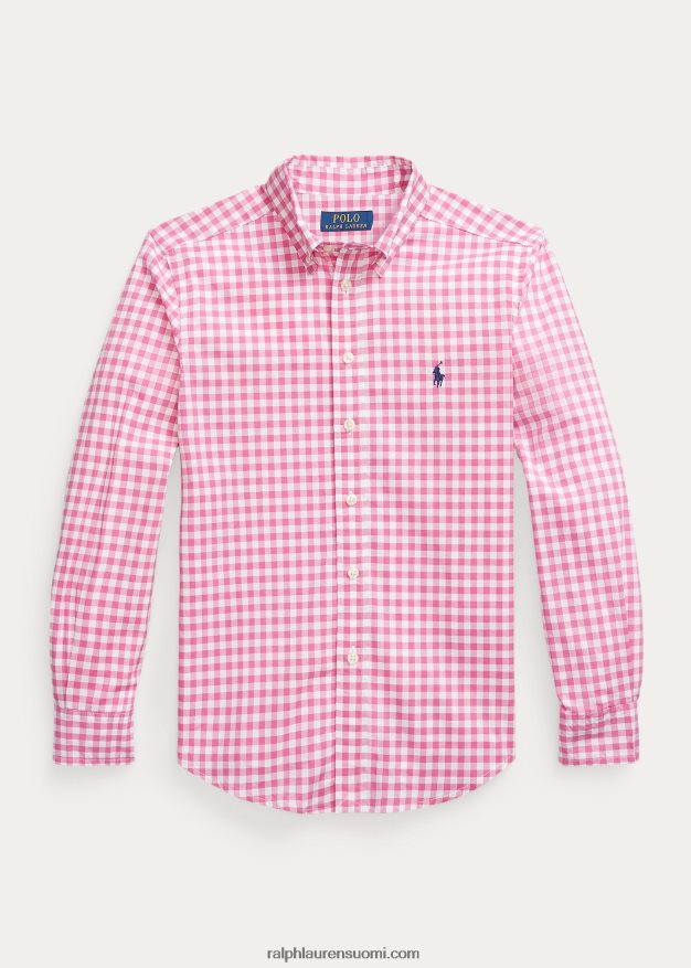 Ralph Lauren lapset gingham-puuvillapopliinipaita 0Z24ZR6597 lomakeskus ruusu/valkoinen