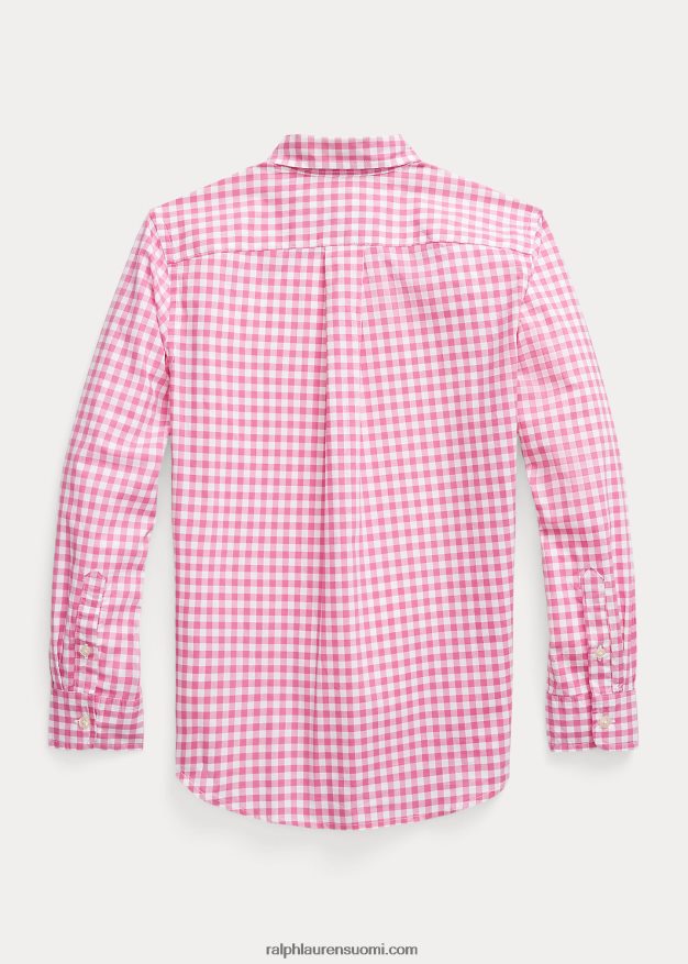 Ralph Lauren lapset gingham-puuvillapopliinipaita 0Z24ZR6597 lomakeskus ruusu/valkoinen