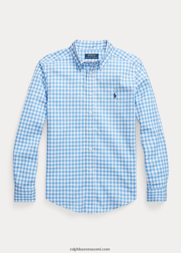 Ralph Lauren lapset gingham-puuvillapopliinipaita 0Z24ZR6598 sinivalkoinen