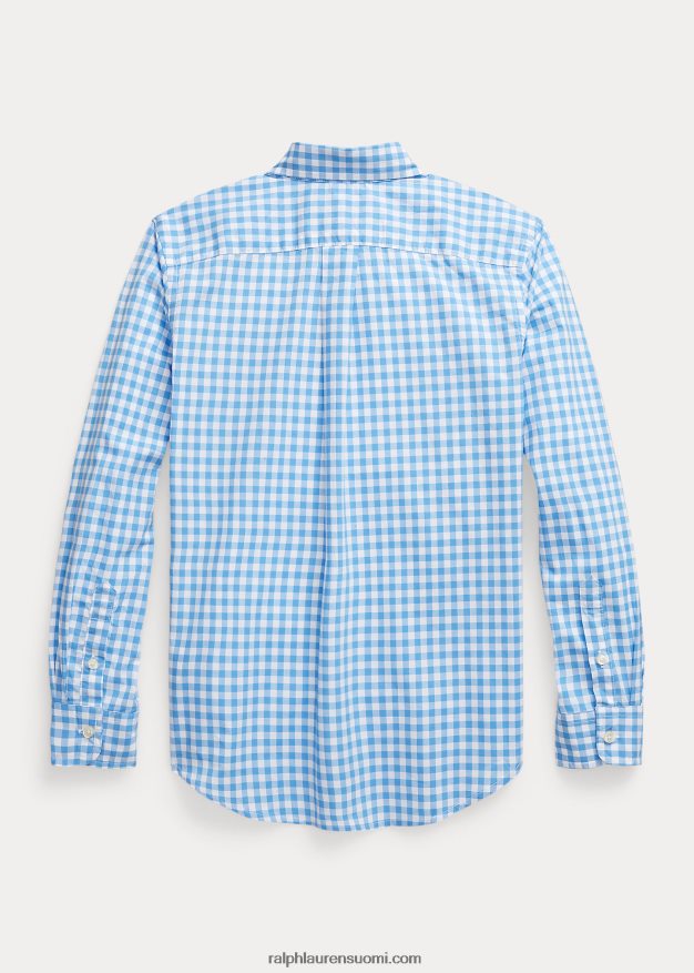 Ralph Lauren lapset gingham-puuvillapopliinipaita 0Z24ZR6598 sinivalkoinen